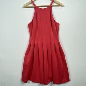CALVIN KLEIN Watermelon Pink Sleeveless Fit Flare Pleated Dress Womens 6 NEW NWT